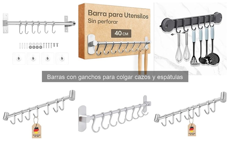 Alternativas a barras con ganchos para utensilios de cocina