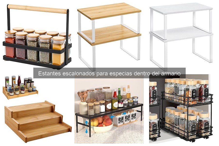 Cómo Organizar Especias en Estantes Escalonados