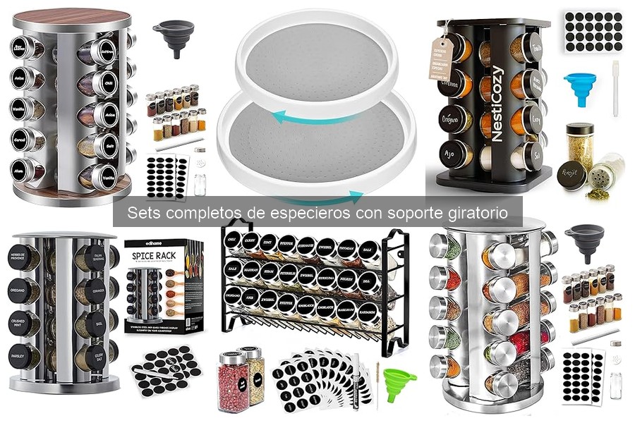 Descubre los sets completos de especieros con soporte giratorio