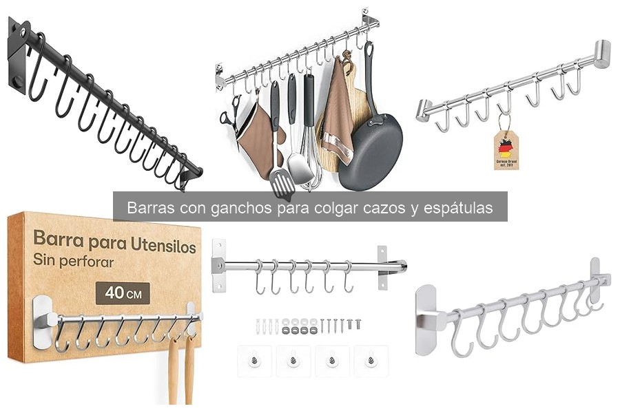Dónde comprar barras con ganchos para colgar utensilios de cocina