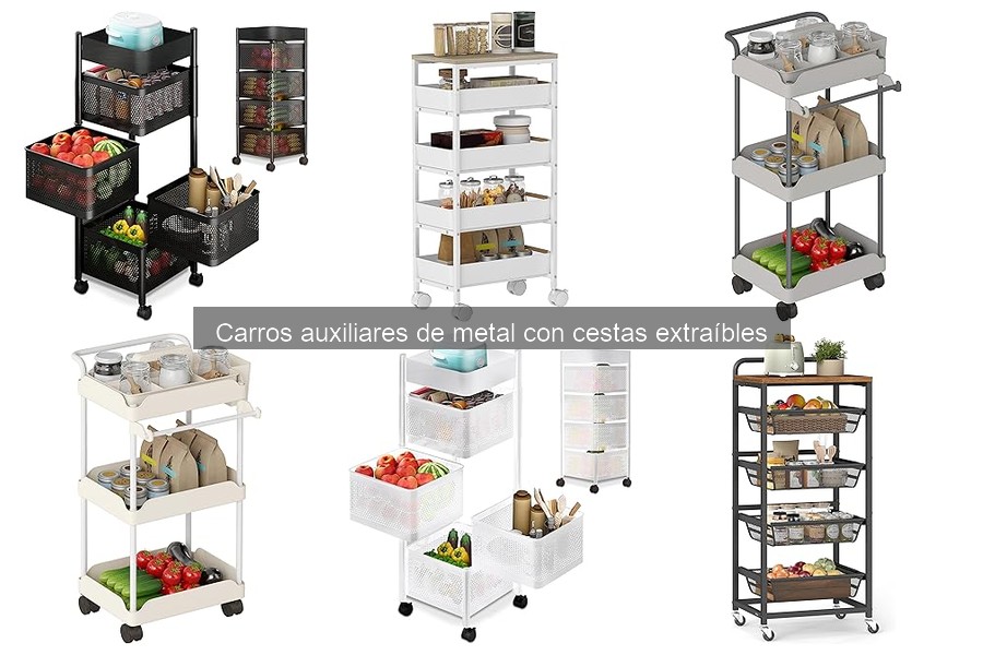 Dónde comprar carros auxiliares de metal con cestas extraíbles