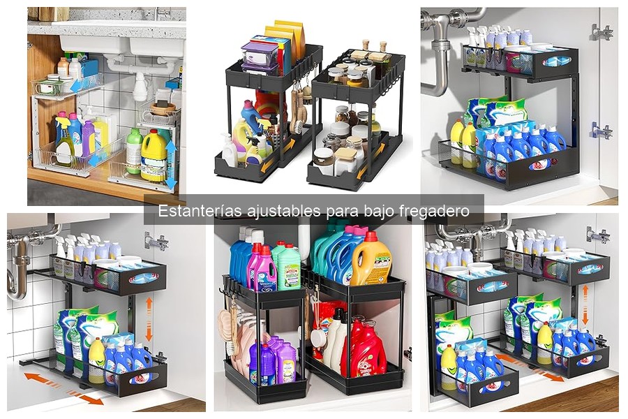 Opciones económicas de estanterías ajustables para bajo fregadero