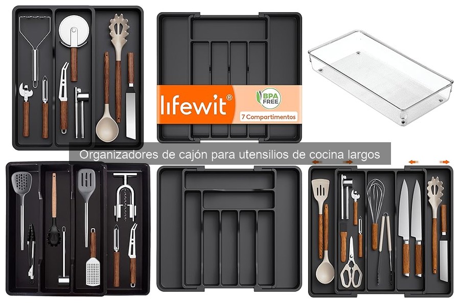 Organizadores de cajón para utensilios de cocina largos