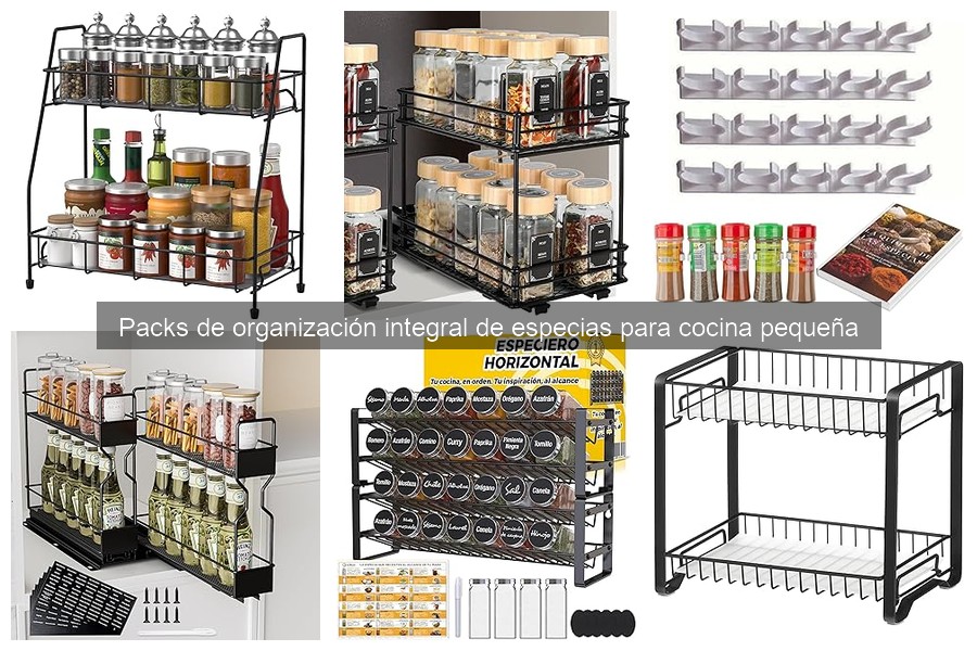 Packs de organización integral de especias para cocinas pequeñas