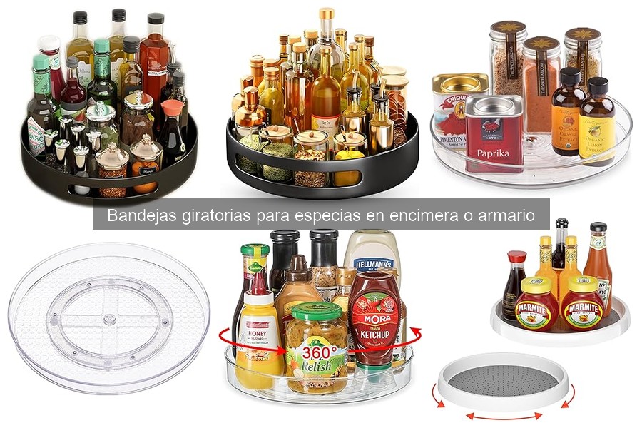 ¿Qué son las bandejas giratorias para especias en cocina?