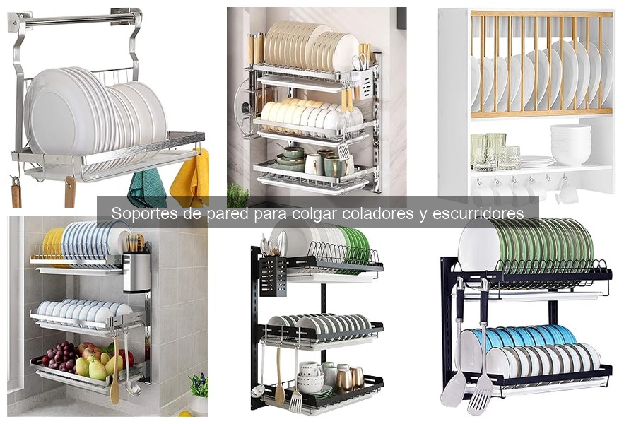Soportes de pared para colgar coladores y escurridores