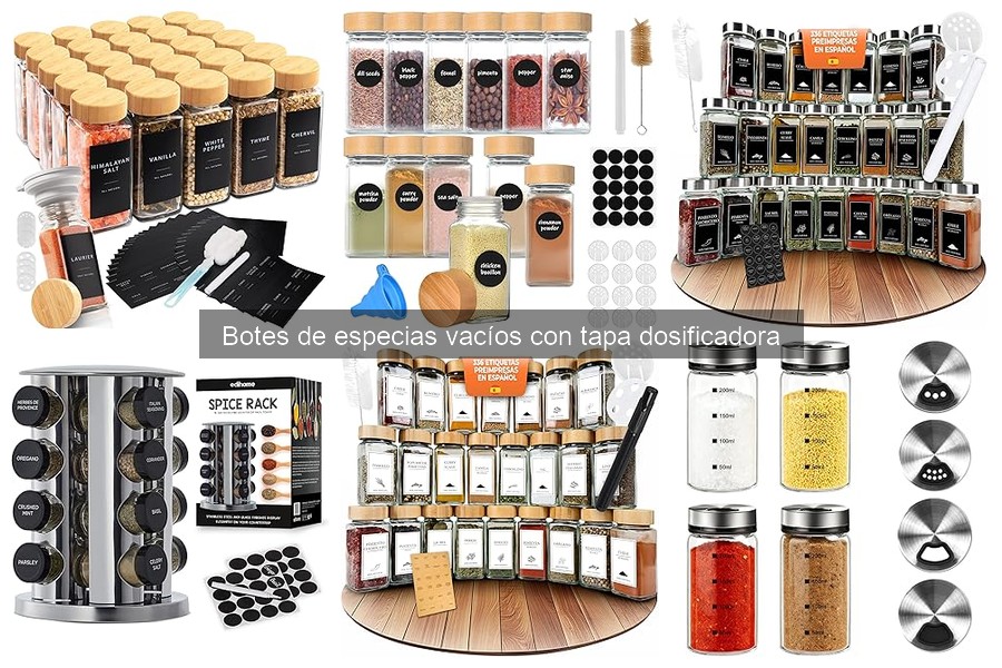 Tipos de botes de especias vacíos con tapa dosificadora