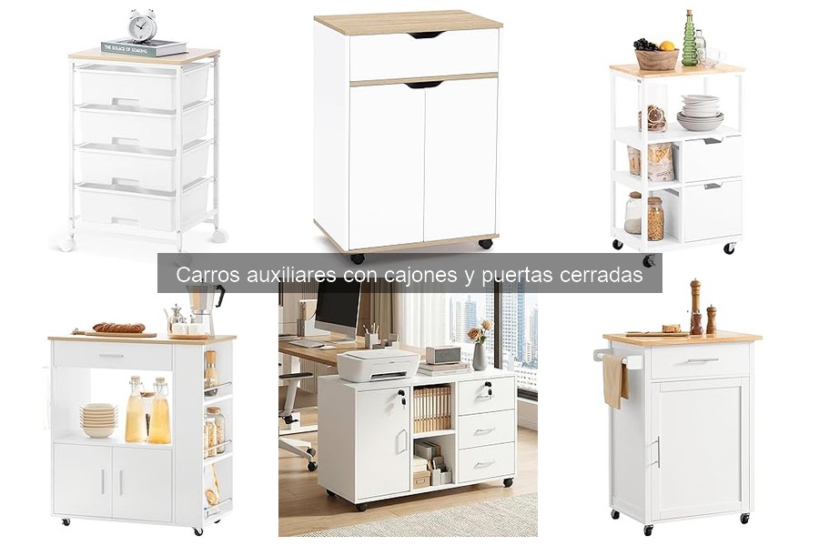 Tipos de carros auxiliares con cajones y puertas cerradas