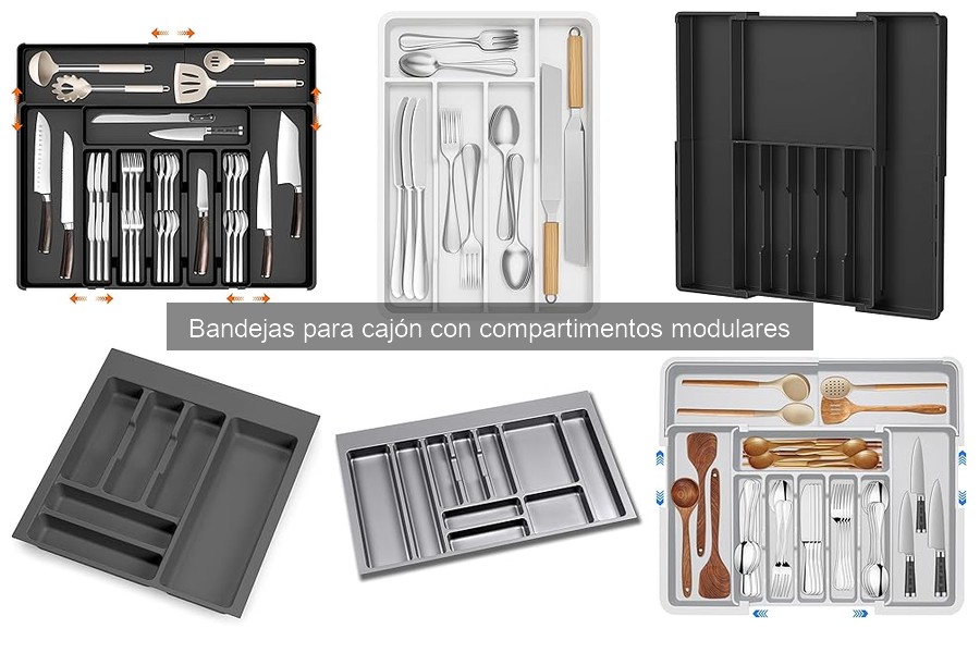 Tipos de compartimentos en bandejas modulares para cajones