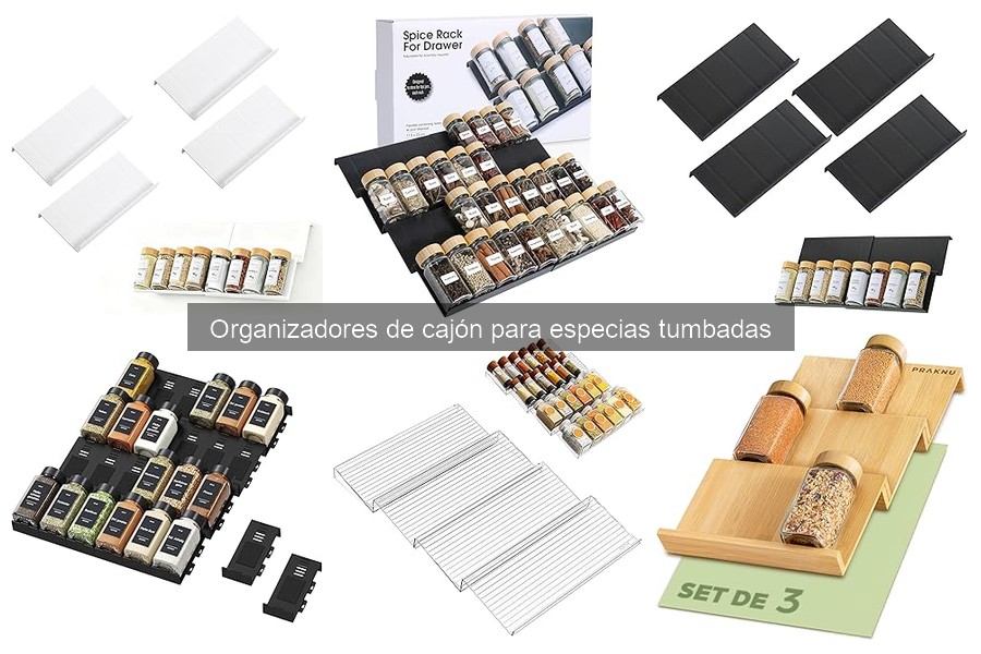 Tipos de organizadores de cajón para especias tumbadas