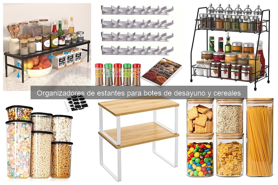 Tipos de organizadores de estantes para botes de desayuno