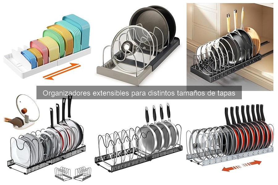 Tipos de organizadores extensibles para tapas de cocina