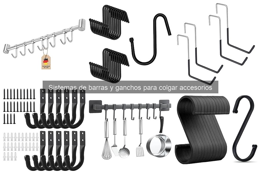 Tipos de sistemas de barras y ganchos para colgar accesorios