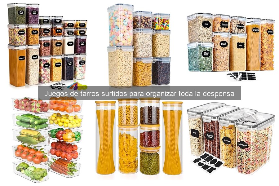 Tipos de tarros surtidos para organizar la despensa