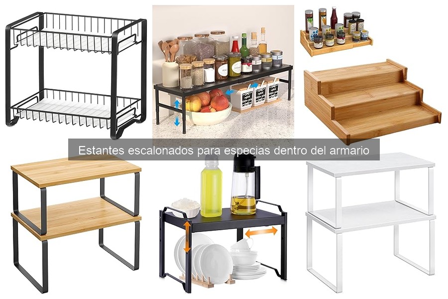 Ventajas de Estantes Escalonados para Especias en la Cocina